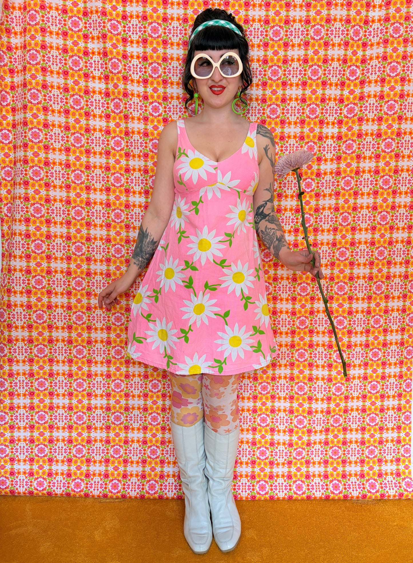 Vintage 60s Pink Floral Bobbie Brooks Mini Dress