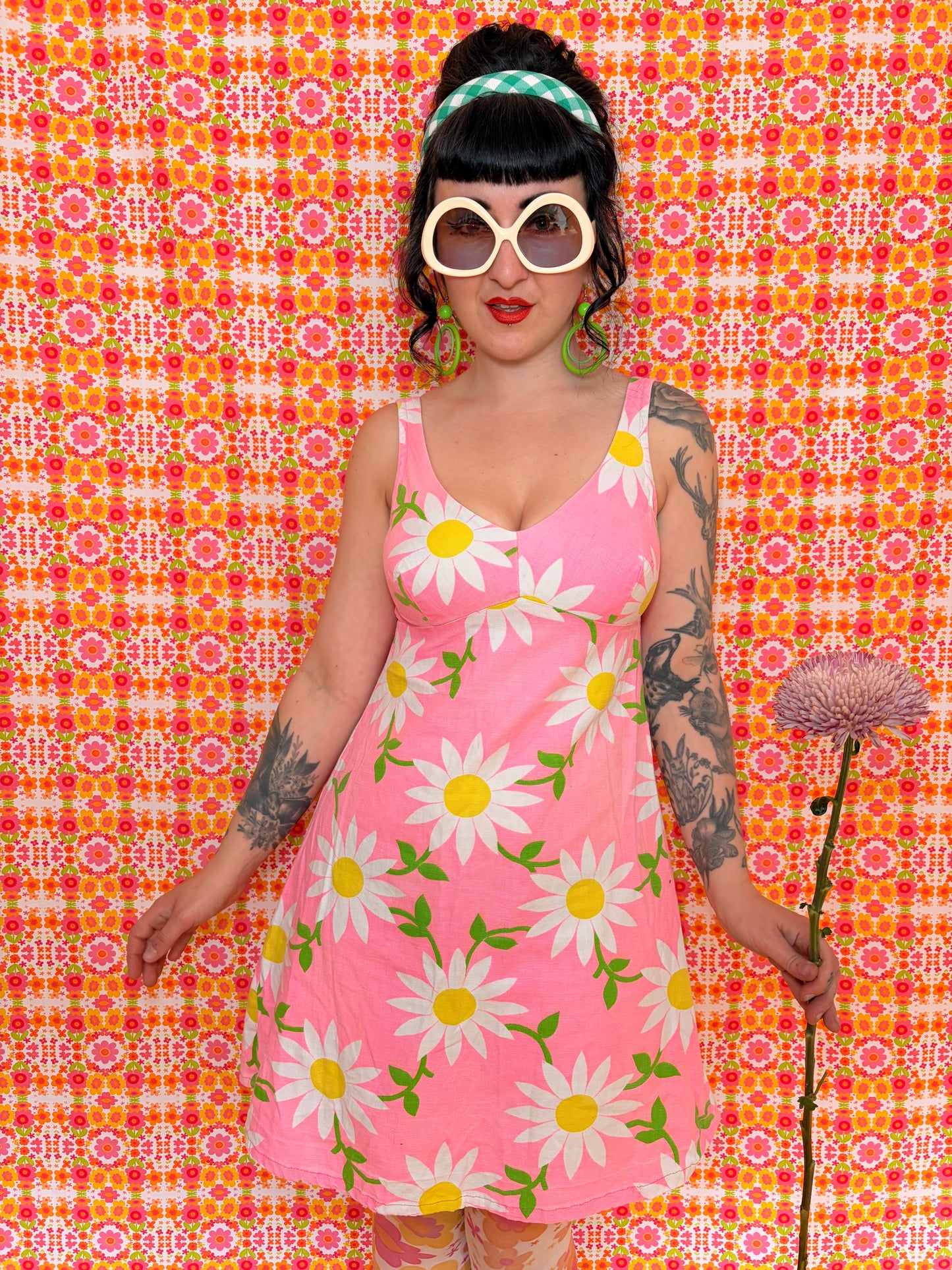 Vintage 60s Pink Floral Bobbie Brooks Mini Dress