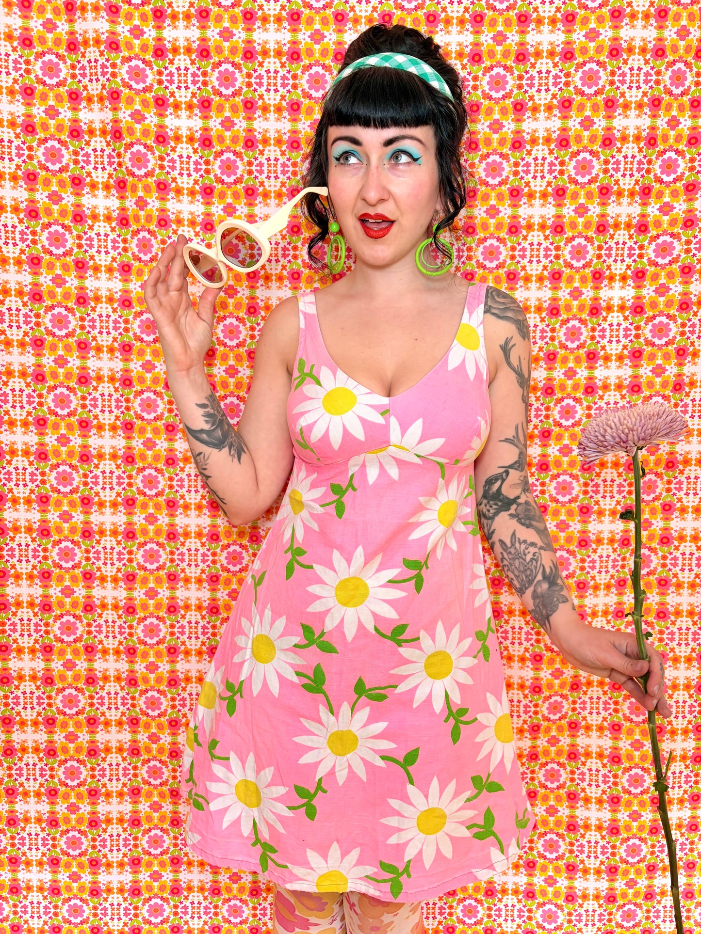 Vintage 60s Pink Floral Bobbie Brooks Mini Dress