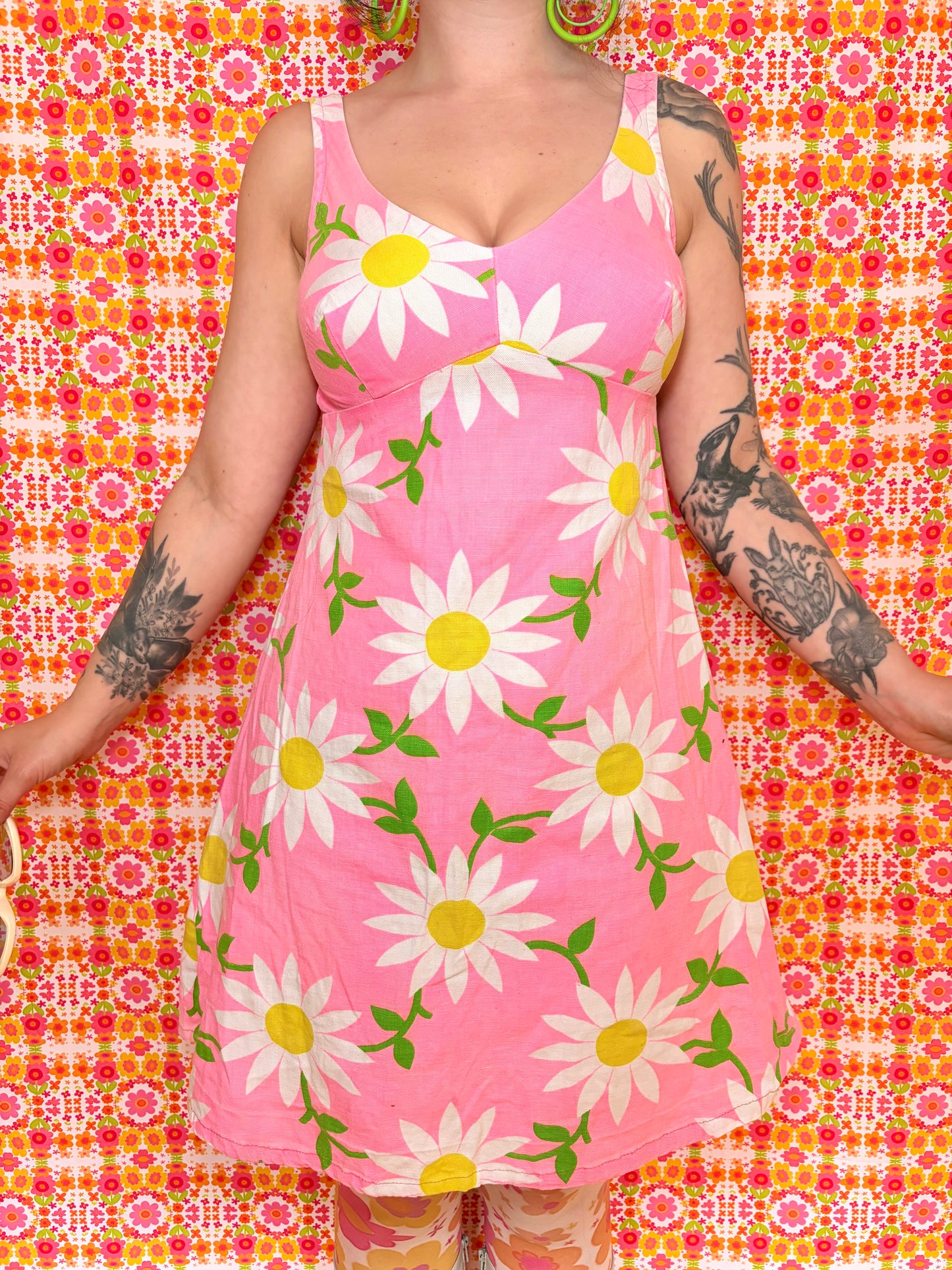 Vintage 60s Pink Floral Bobbie Brooks Mini Dress