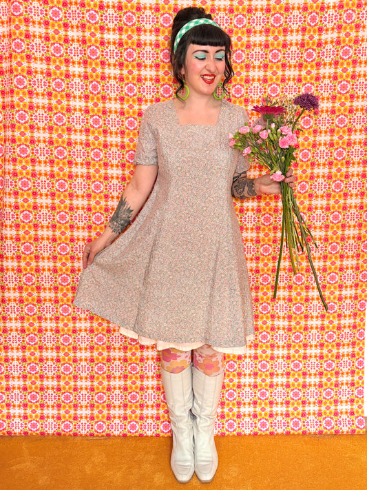 Vintage 80s Pastel Floral Dress