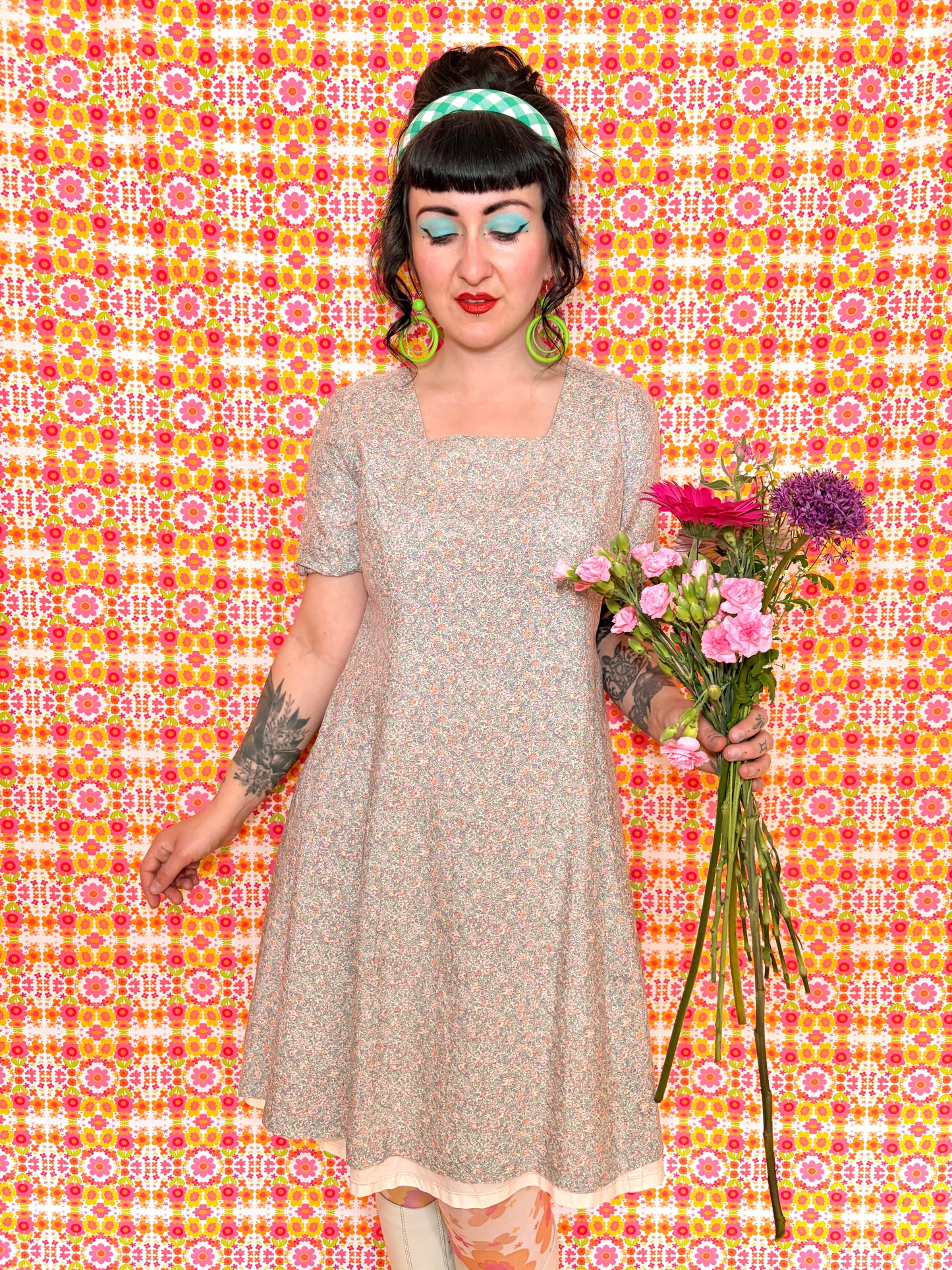Vintage 80s Pastel Floral Dress