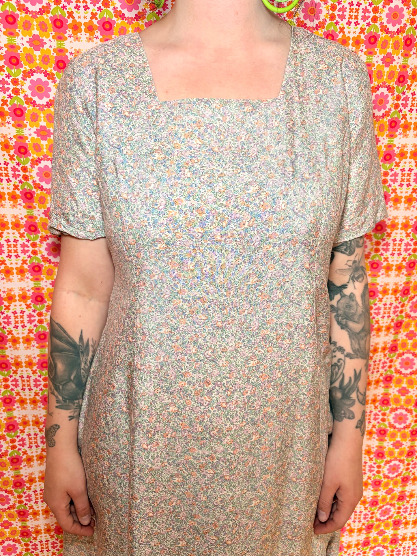 Vintage 80s Pastel Floral Dress