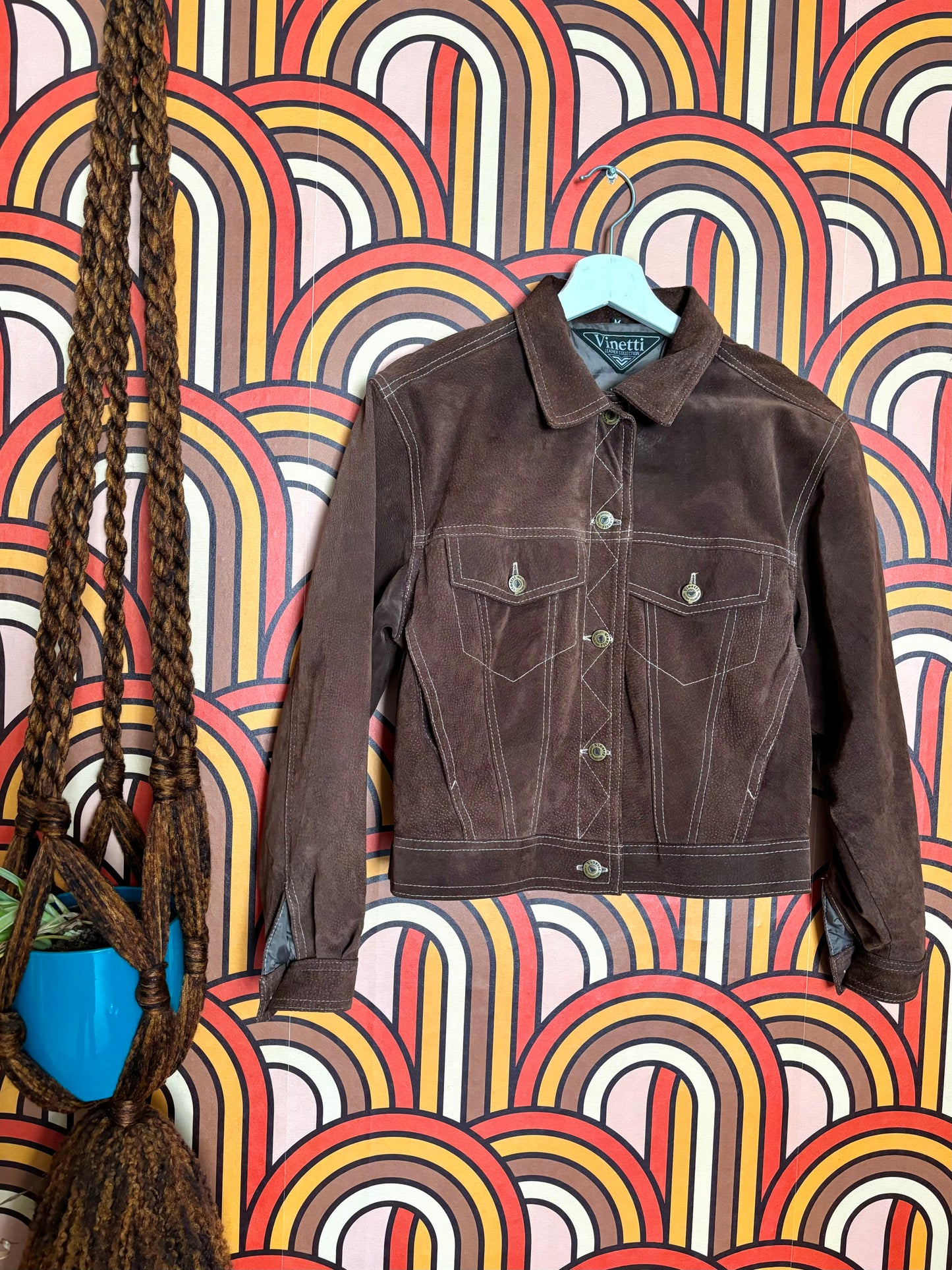 Vintage Brown Suede Cropped Jacket
