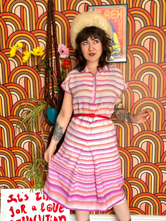 Vintage 70s Pink Stripe Dress