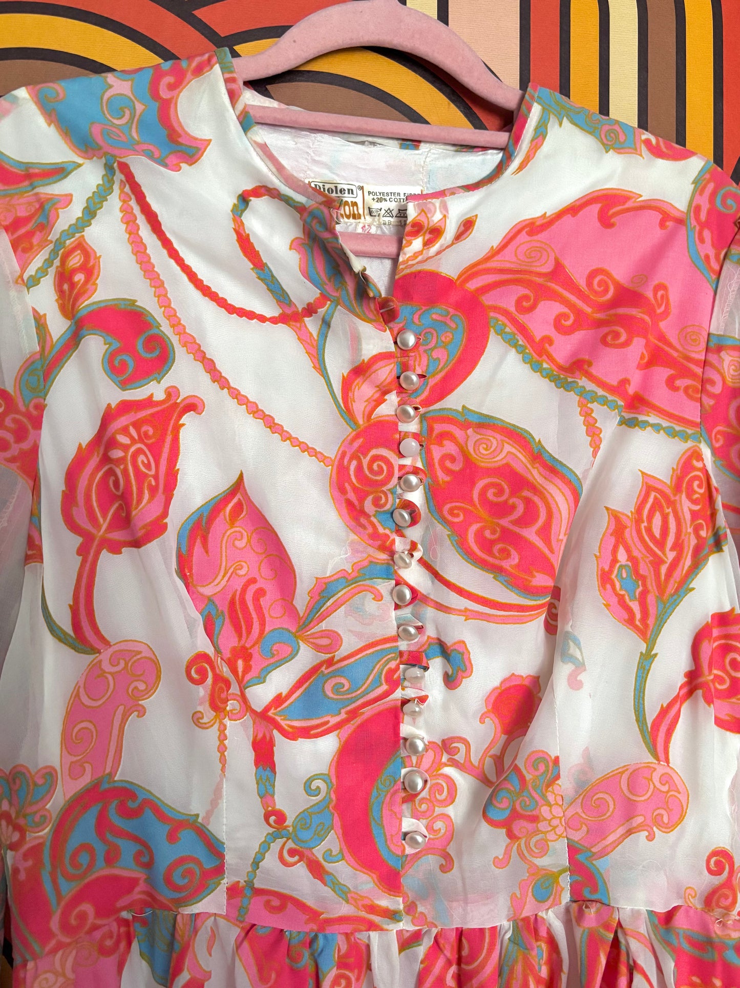 Vintage 60s Pink Psychedelic Print Mini Dress