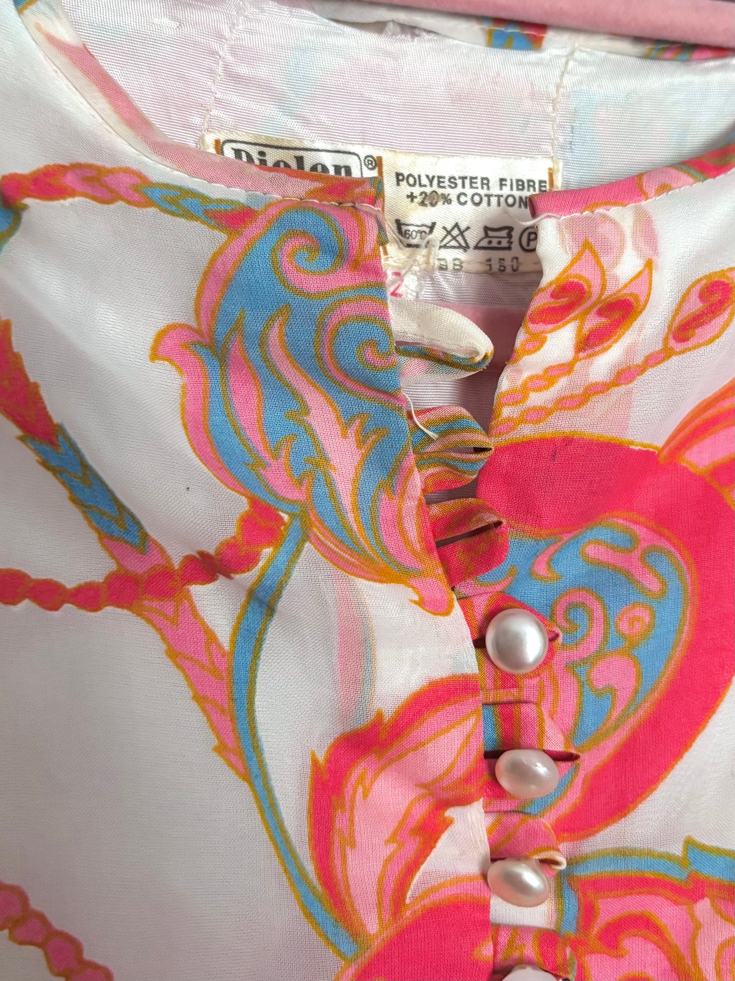 Vintage 60s Pink Psychedelic Print Mini Dress