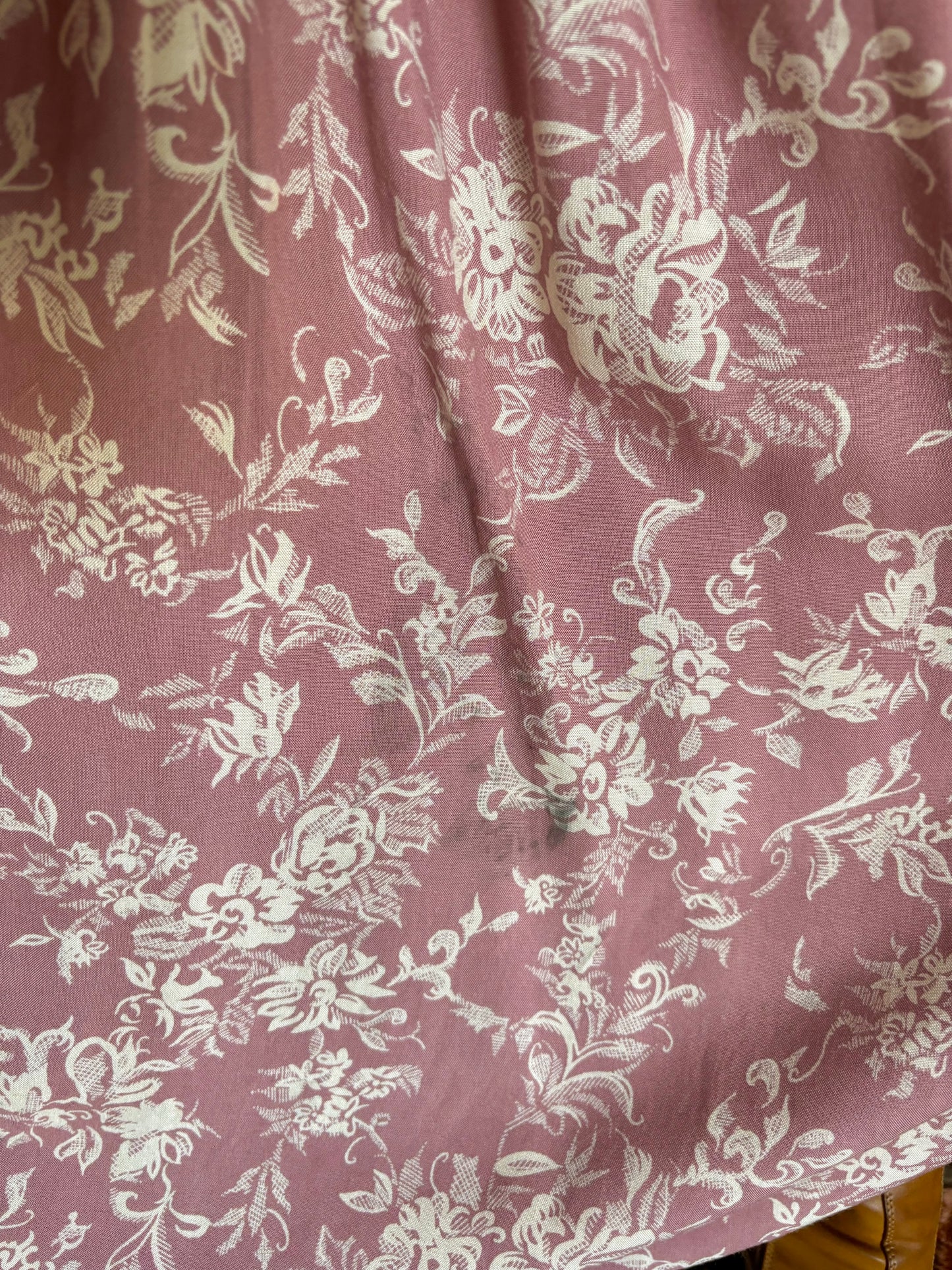 Vintage 70s Dusty Pink Floral Midi Dress