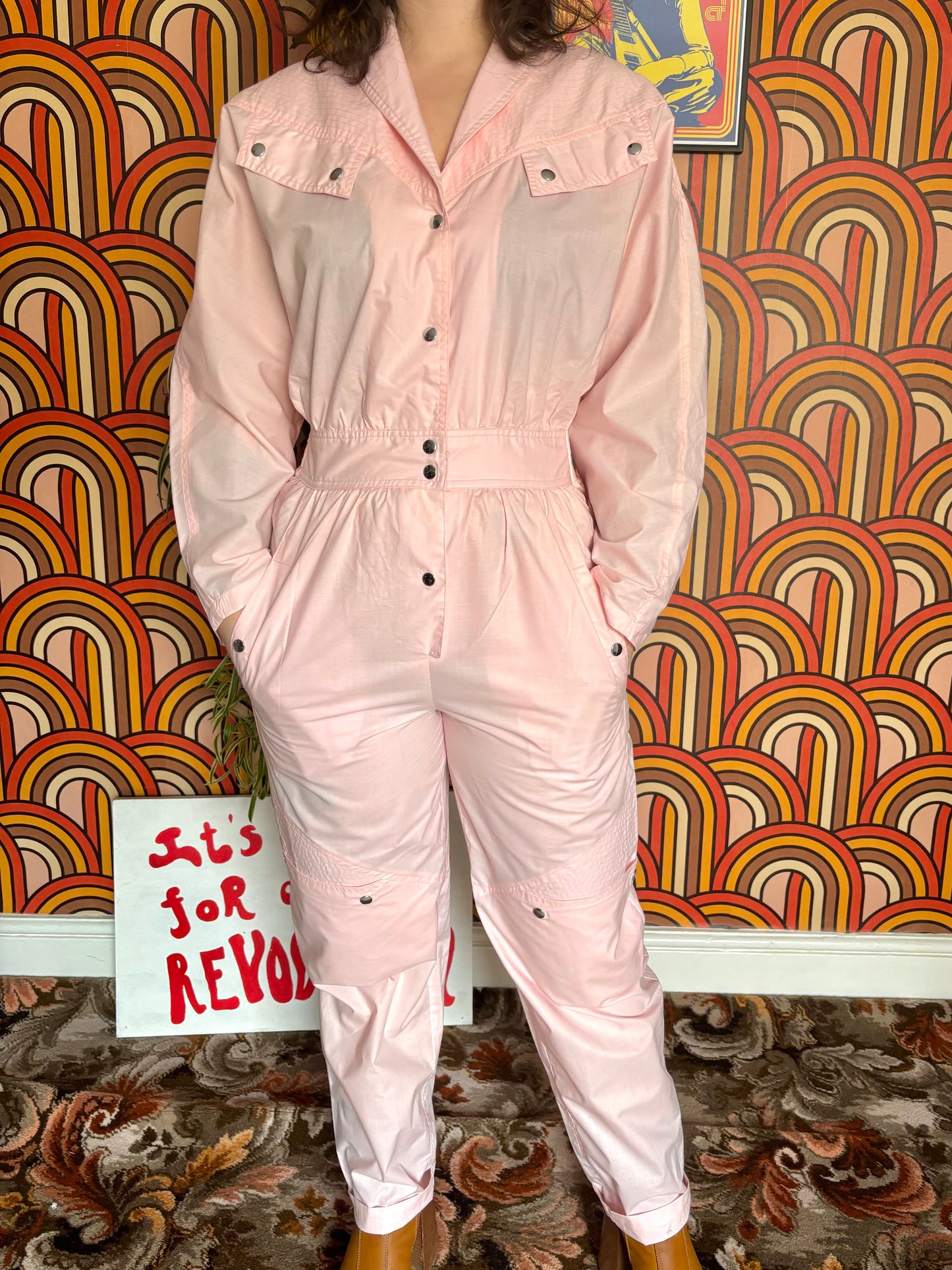 Vintage 80s Baby Pink Jumpsuit