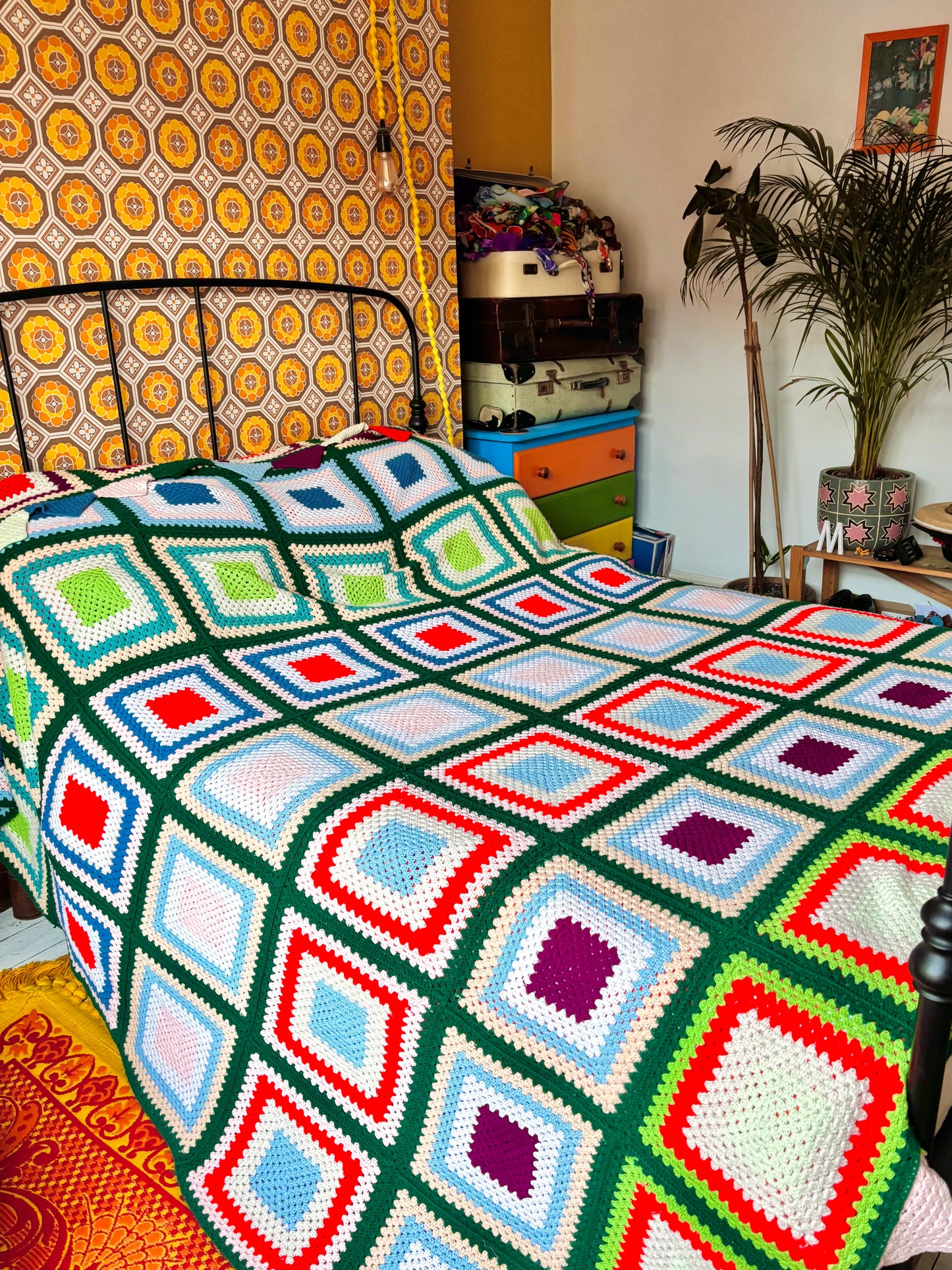 Vintage Extra Large King Size Crochet Blanket