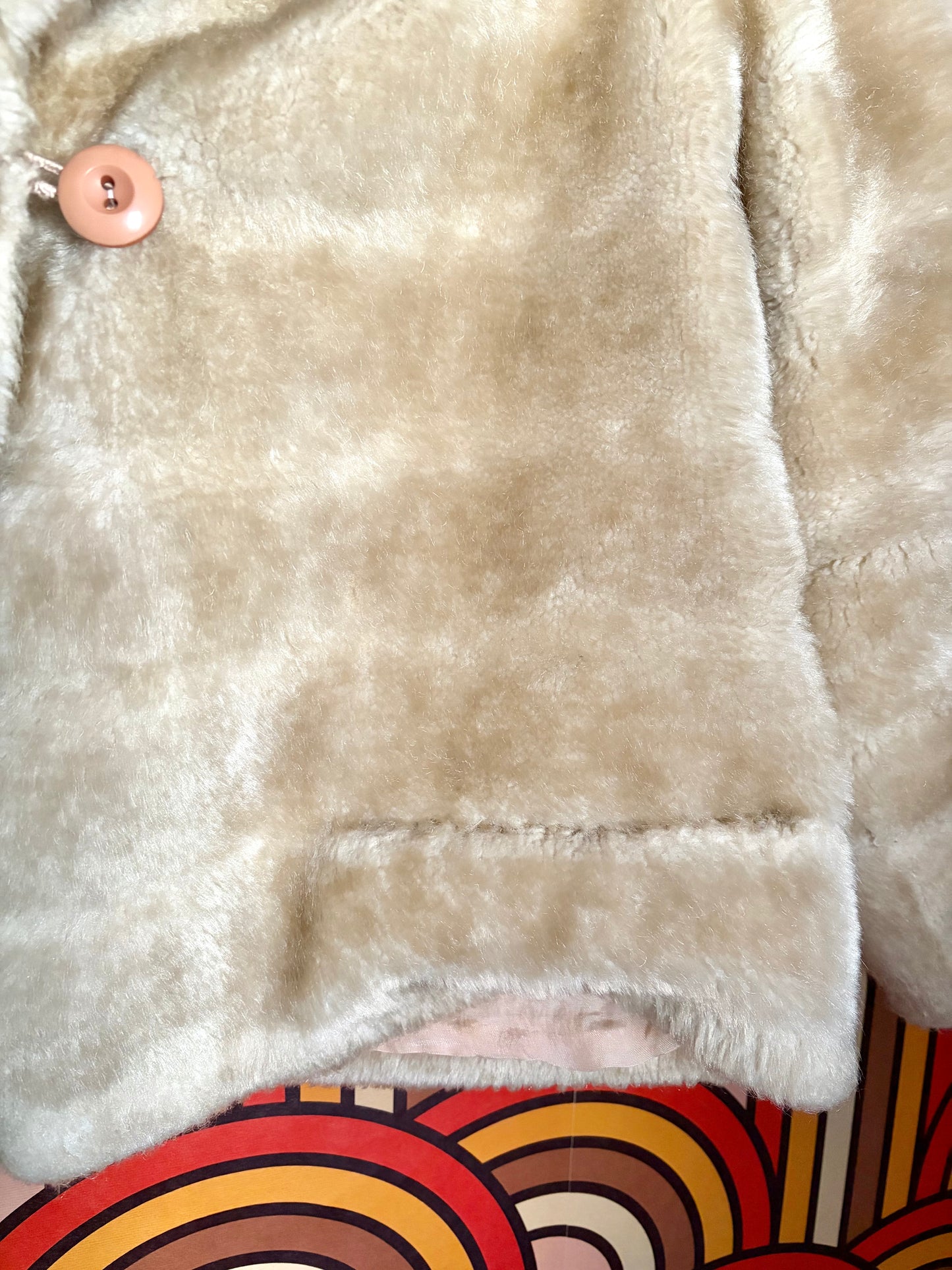 Vintage 60s Cream Faux Fur Coat
