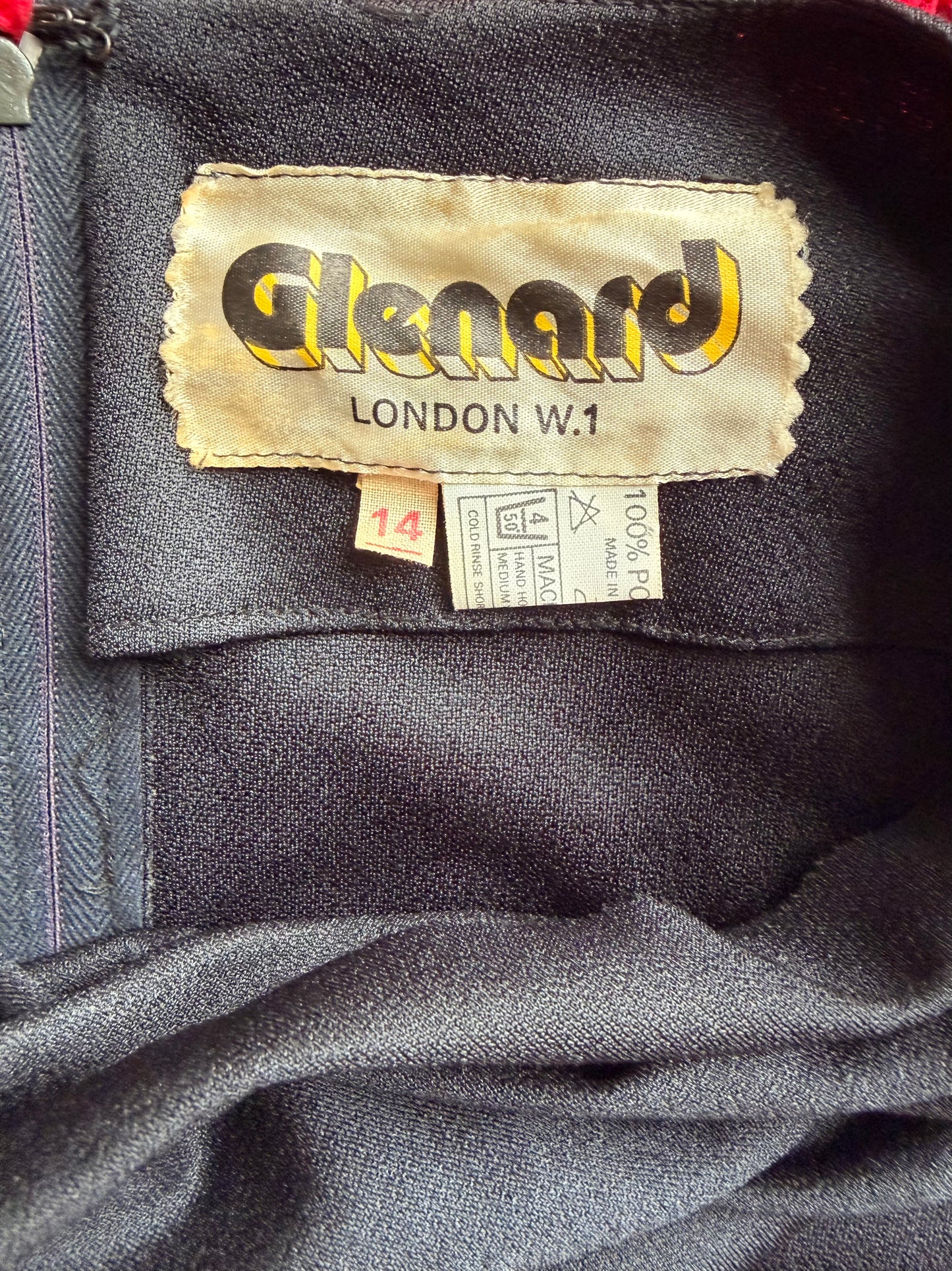 Vintage 70s Black Glenard Cowl Neck Dress