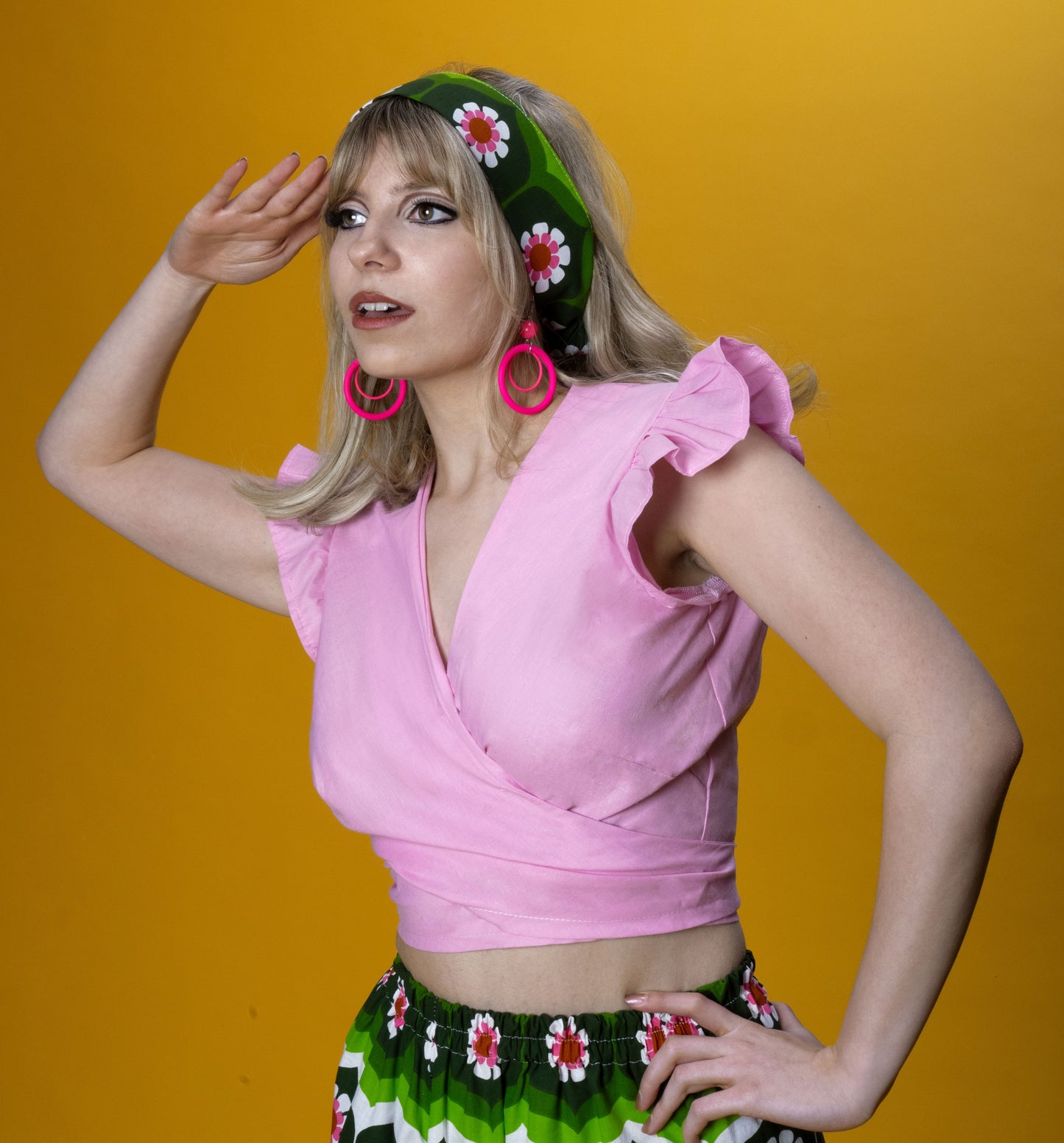 The Daisy Trail Pink Wrap Top