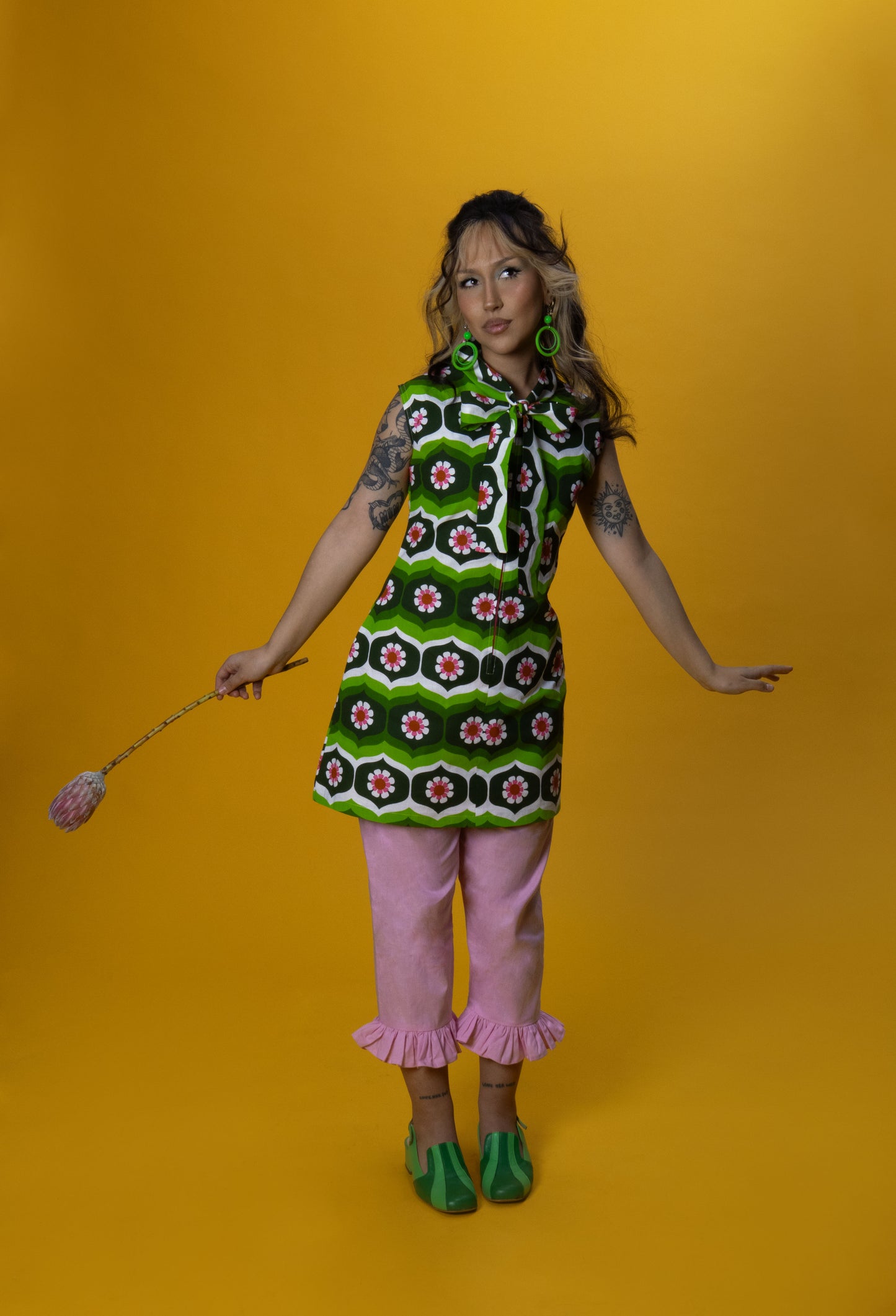 The Daisy Trail Green Bow Mini Dress