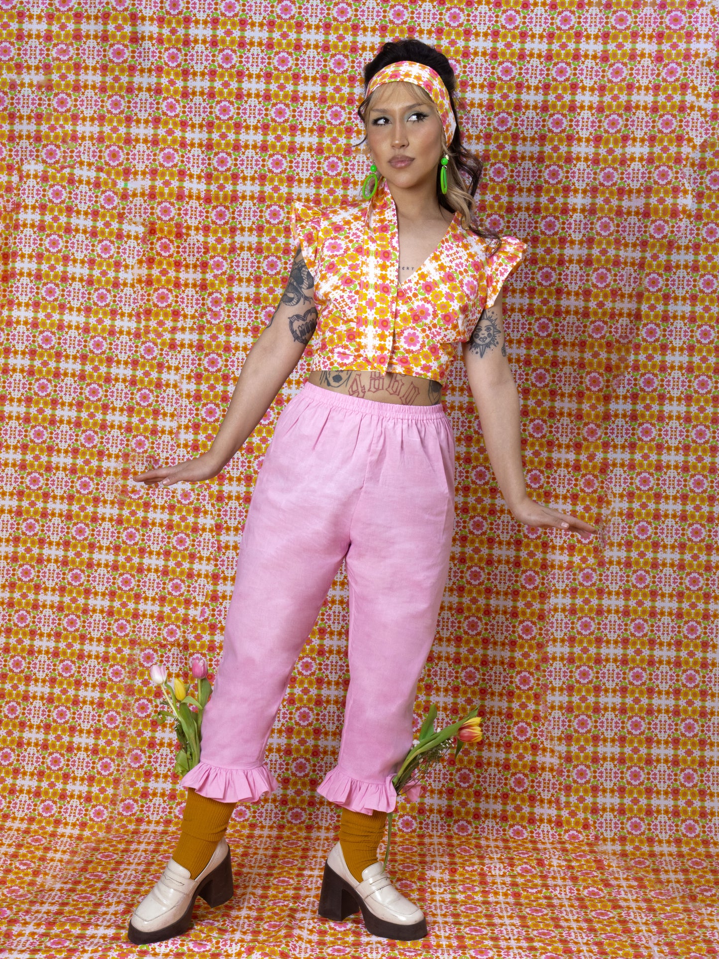 The Daisy Trail Pink Frill Capris