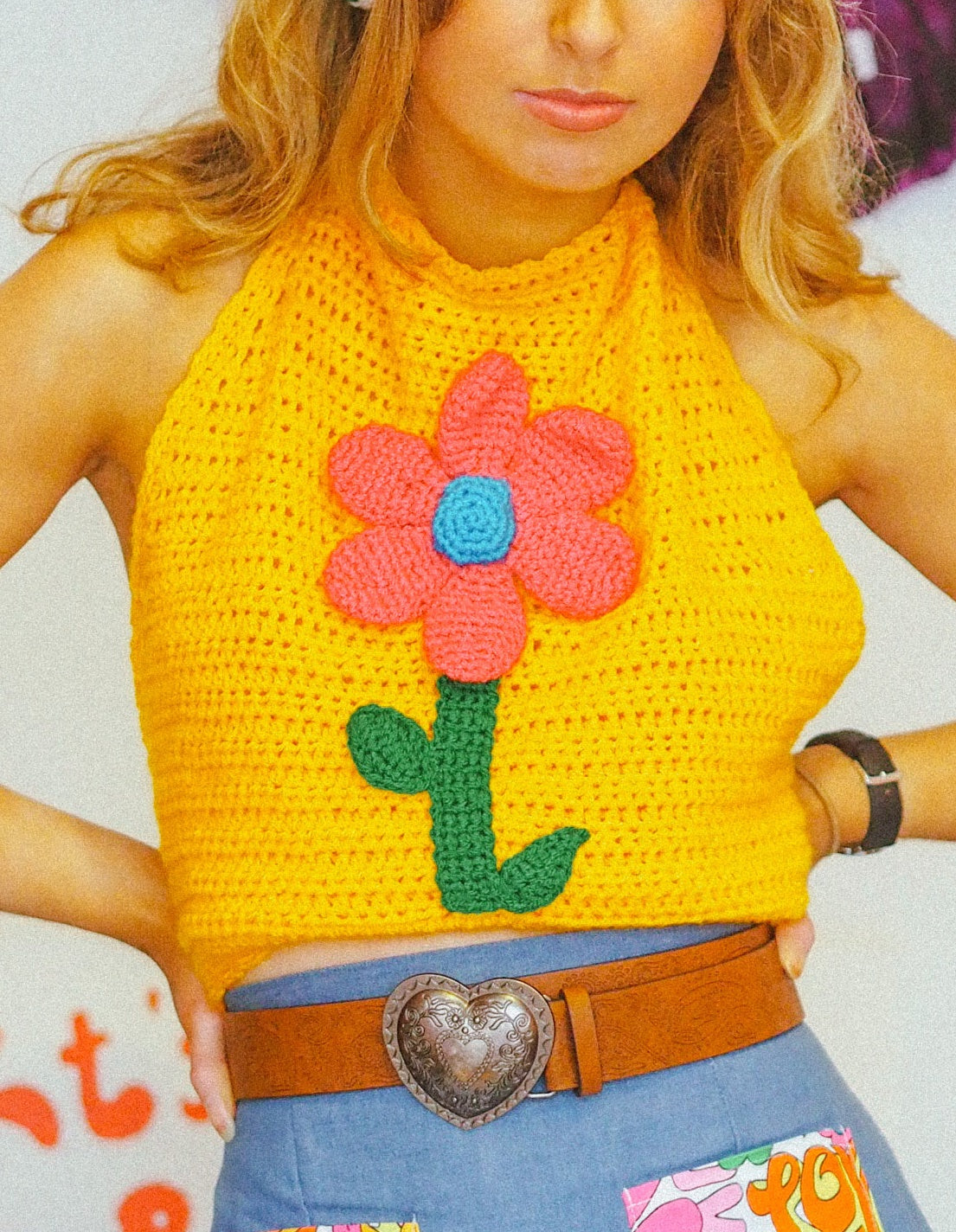Love Street Crochet Flower Power Top