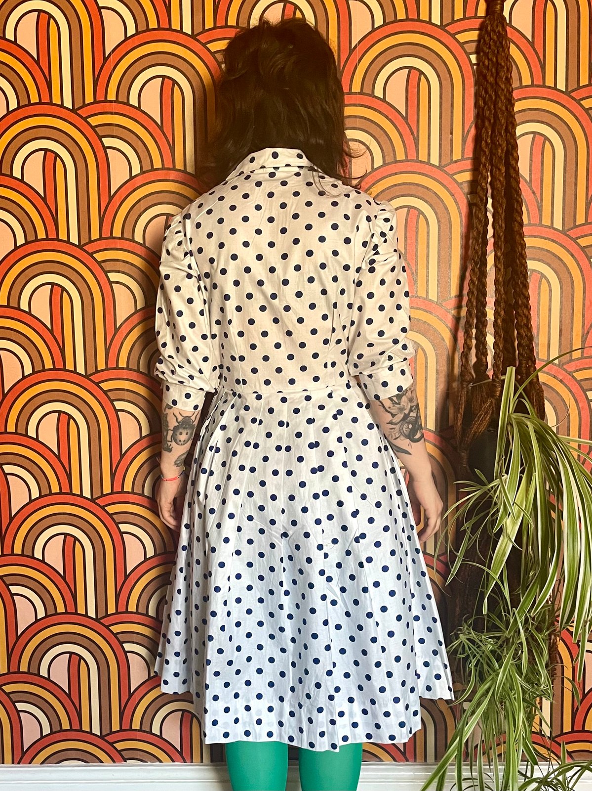 Vintage 50s 60s Polka Dot Cotton Fit and Flare Dress