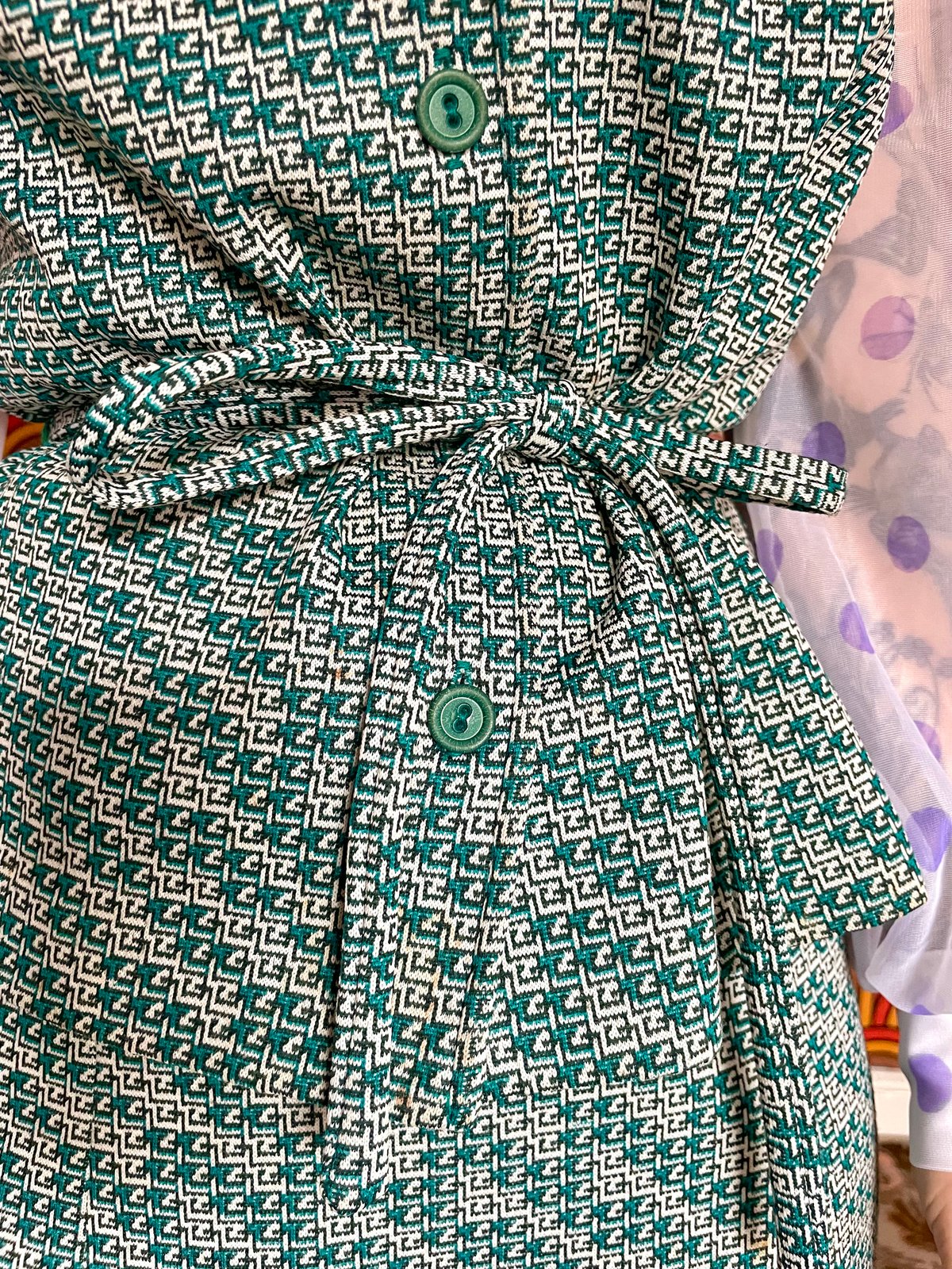 Vintage 70s Turquoise Skirt and Waistcoat Two Piece Suit